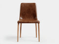 Sedia da pranzo - similpelle-legno - 48x55x86 cm - marrone cognac-rovere naturale - moderno