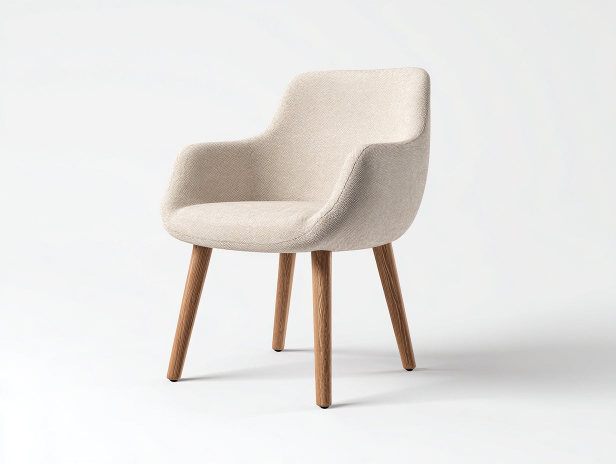 Poltrona - tessuto testurizzato-legno - 68x64x82 cm - beige - nordico