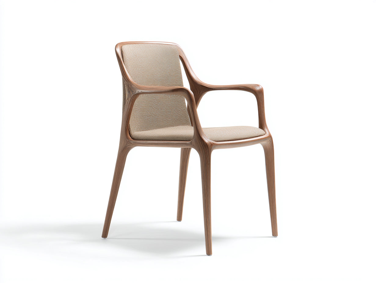 Sedia da pranzo - tessuto-legno - 58x56x84 cm - beige-rovere naturale - contemporaneo