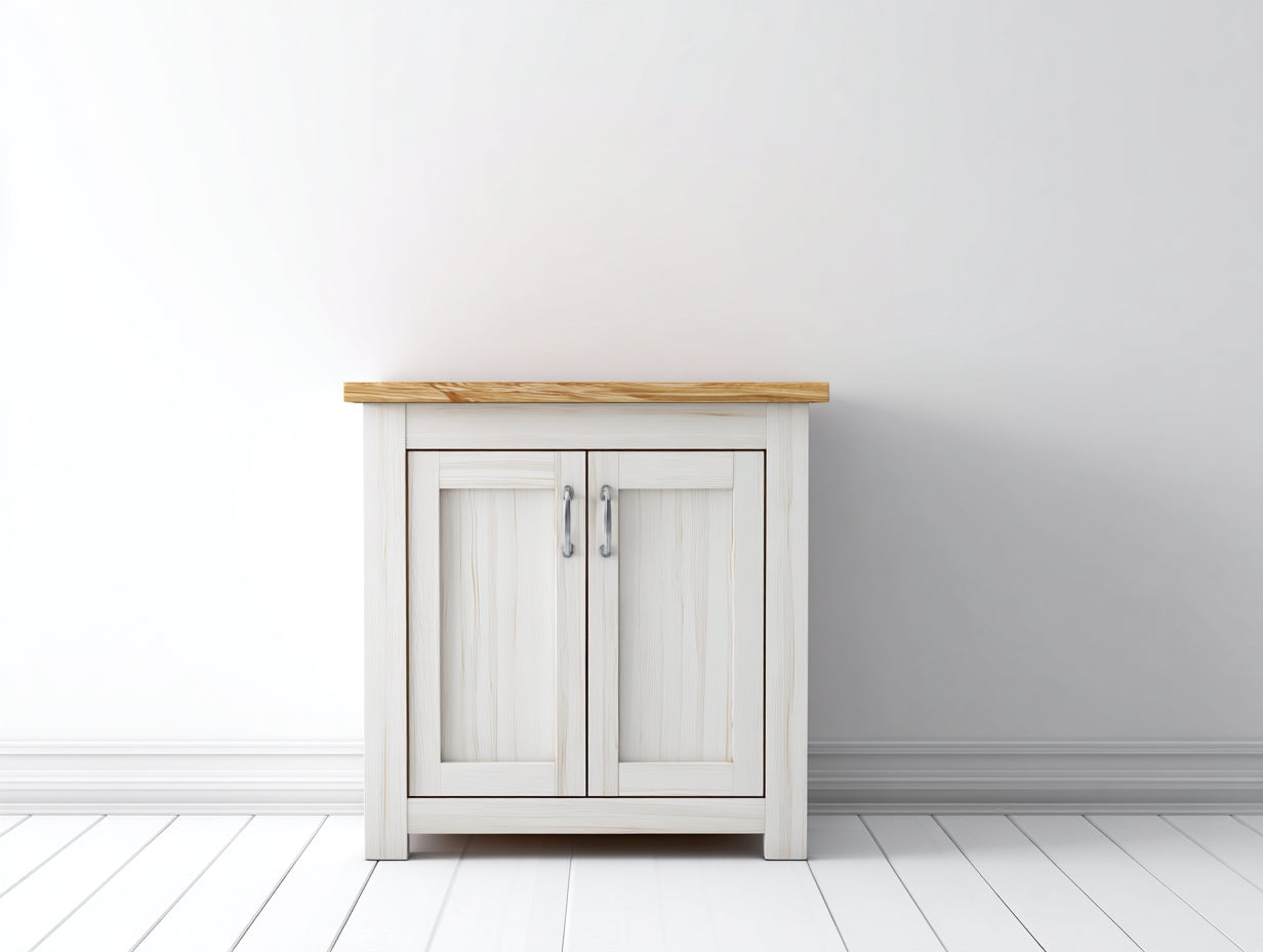 Credenza-Legno-Metallo-102x39x76 cm-Bianco-Naturale-Stile country