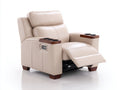 Poltrona reclinabile in cuir synthétique crema 101x94x100 cm per soggiorno - funzione relax elettrica - design moderno