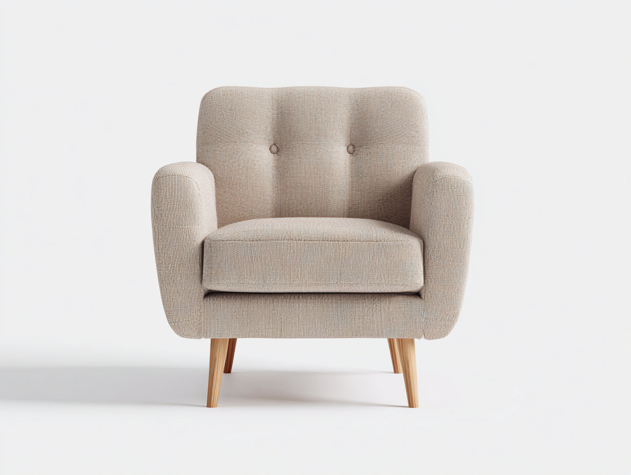 Poltrona - tessuto testurizzato-legno - 88x82x84 cm - beige - scandinavo