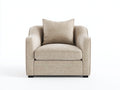 Poltrona - tessuto testurizzato-legno - 108x96x82 cm - beige - contemporaneo