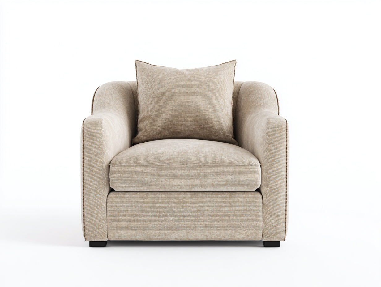 Poltrona - tessuto testurizzato-legno - 108x96x82 cm - beige - contemporaneo