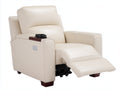 Poltrona reclinabile in cuir synthétique crema 96x90x101 cm per soggiorno - portabicchiere laterale - design contemporaneo