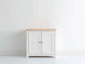 Credenza - legno-MDF-metallo - 82x36x74 cm - bianco-rovere naturale-argento - nordico