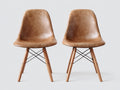 Sedia da pranzo - similpelle-legno-metallo - 49x54x82 cm - caramello-rovere naturale-nero - moderno