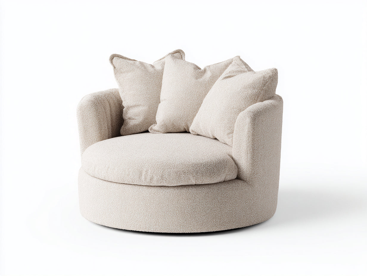 Poltrona - tessuto bouclé - 118x112x78 cm - avorio - lounge